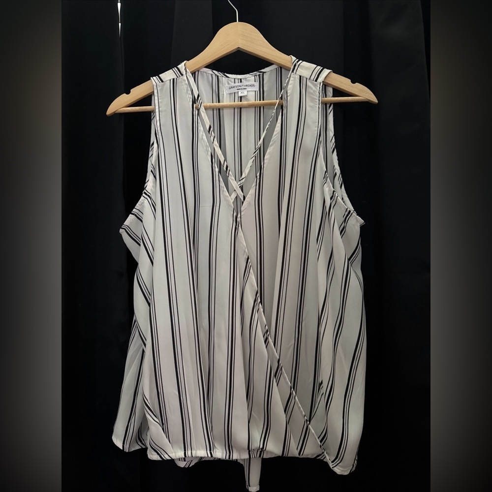 White and Black Striped Blouse